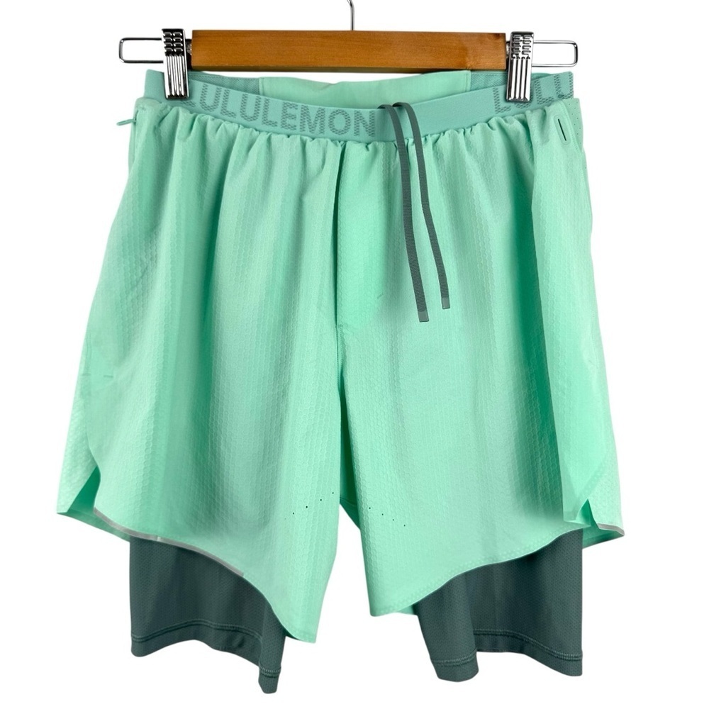 Lululemon Run Town Short 6” Lined Aqua 10" Liner Mens Size Small Running LM7AS3S